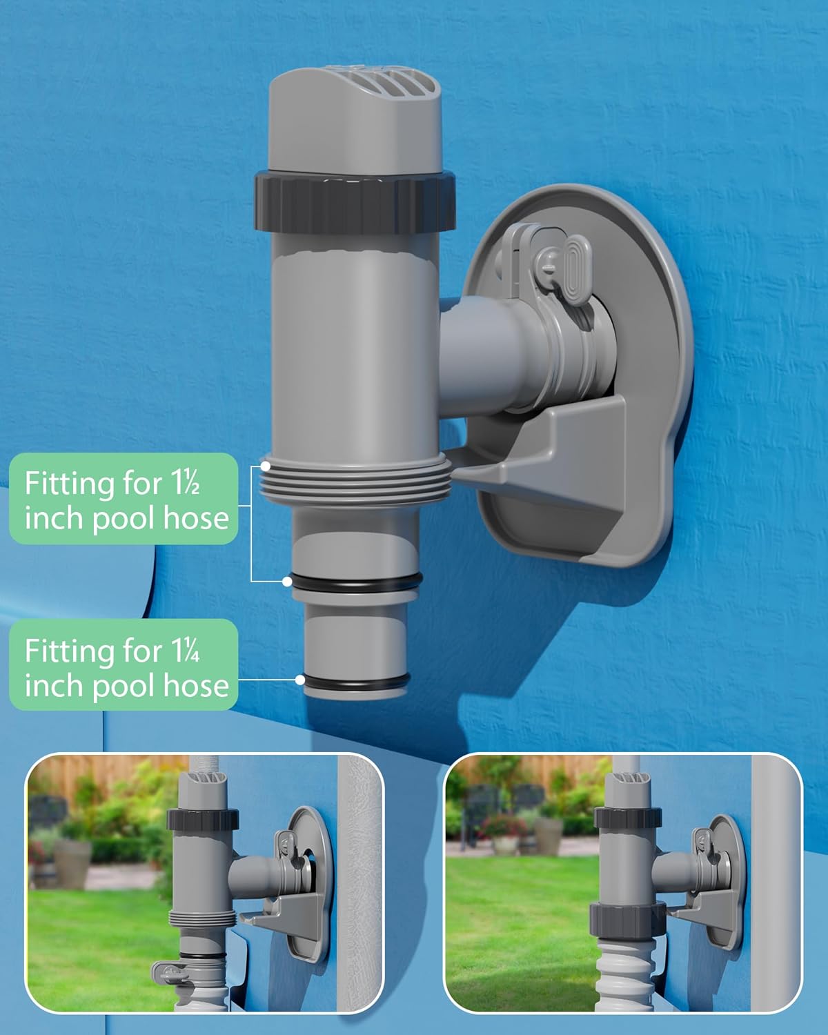Above Ground Swimming Pool Plunger Valve & Swimming Pool Pipe Holder Set- Replacement Pool Accessories Compatible with Intex Pools (2 Each)