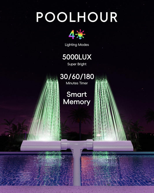 Pool Fountain LED Light*2 (Fountains not Included), Above/Inground Pool Fountain Lights with Remote Control，Gray