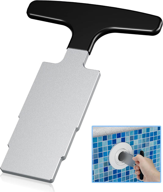 Upgrade Pool Plug Removal Tool with Handle Grip, Durable Metal Eyeball Removal Tool for Above Ground and In-Ground Pool Spa Jets and Inlet Accessories (Black)