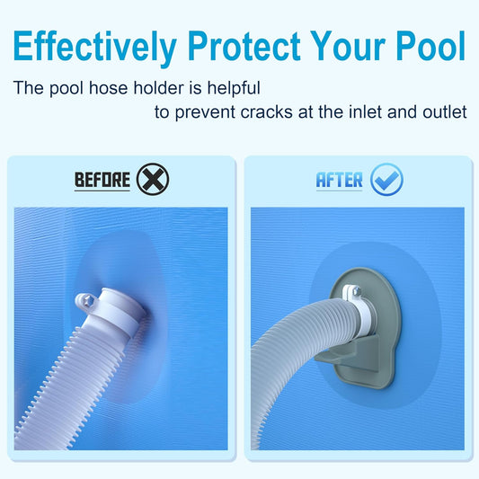 2 Pack Swimming Pool Pipe Holders, Above Ground Swimming Pool Hose Support Holder with Tape, Designed Compatible with Intex Pools