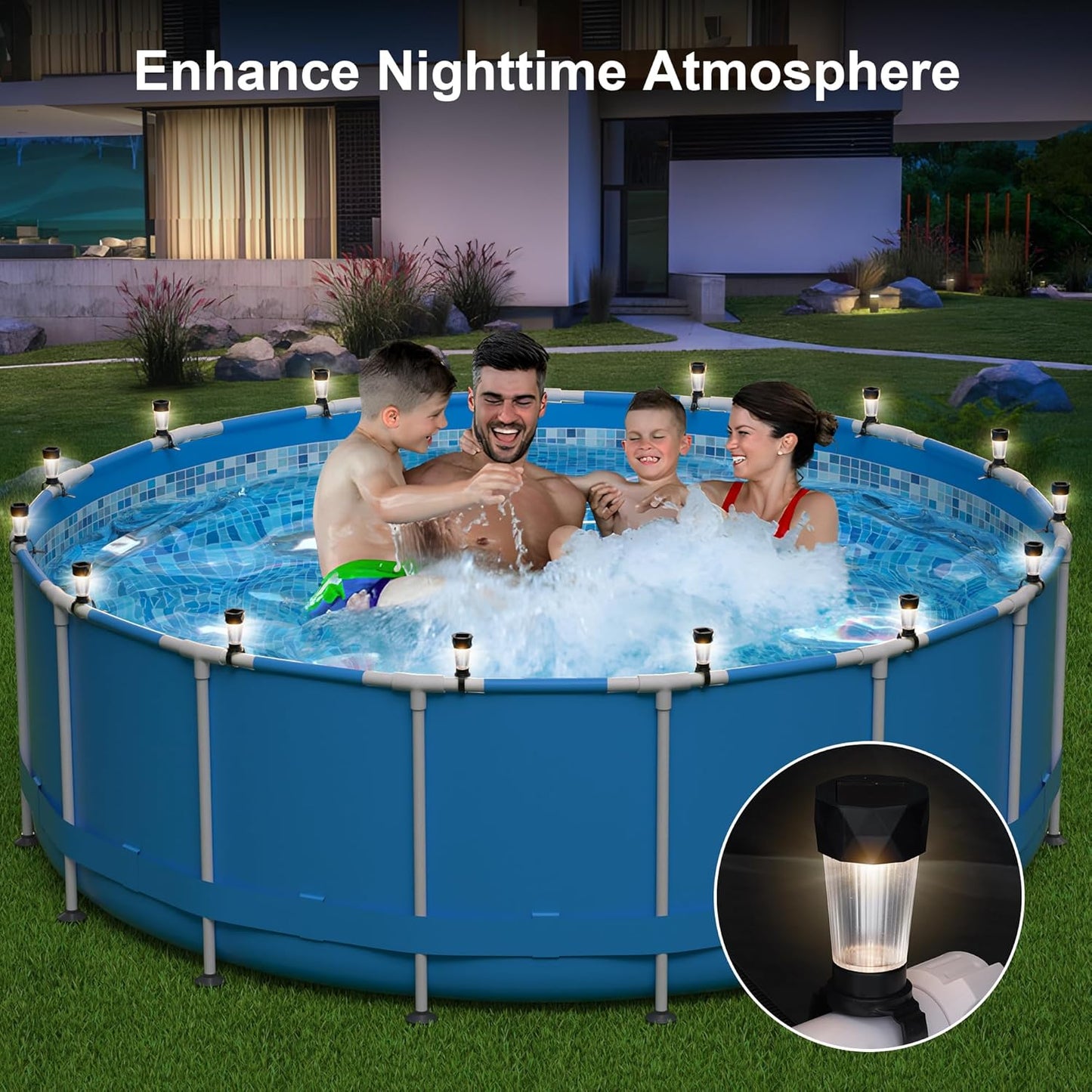Solar Pool Lights for Above Ground Pools, Waterproof LED Pool Lights for Frame Pool Decoration, Warm White Light for Outdoor Swimming Pool Accessories, 6 Pack