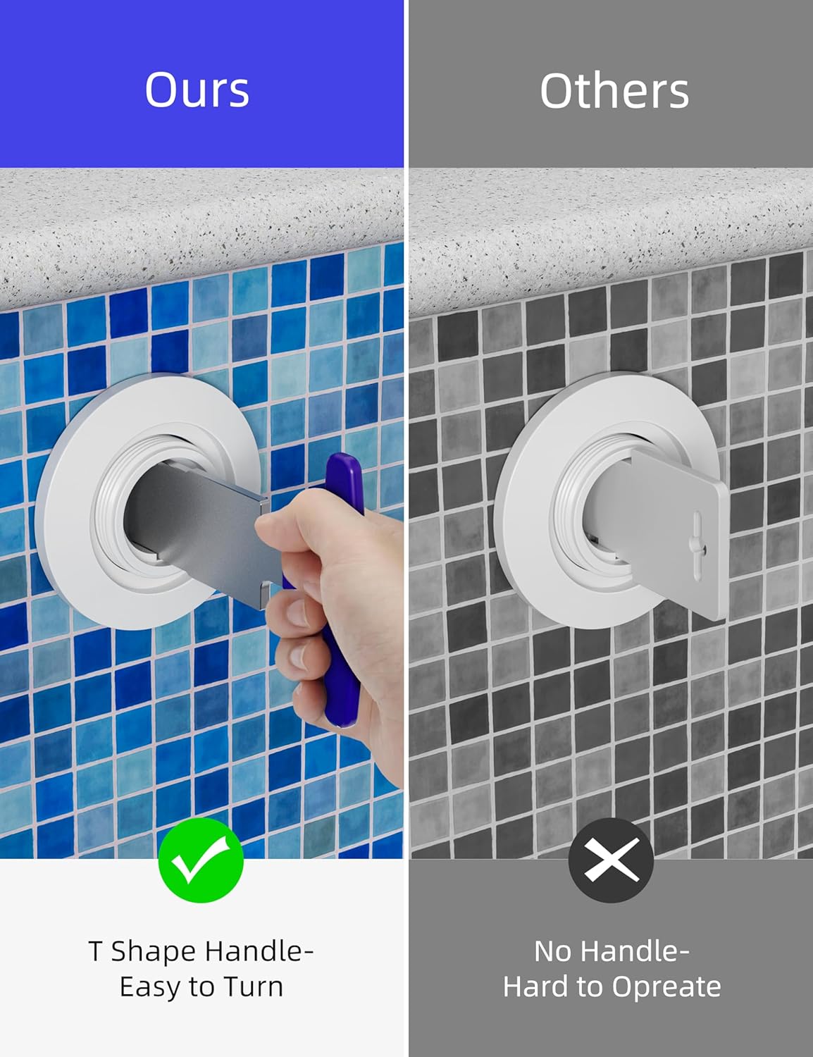 Pool Plug Removal Tool - Durable Metal Nozzle Seat Removal Tool with Rubber Handle，Pool Return Fitting Removal Tool for Replacing Pool Plumbing System(1PC)