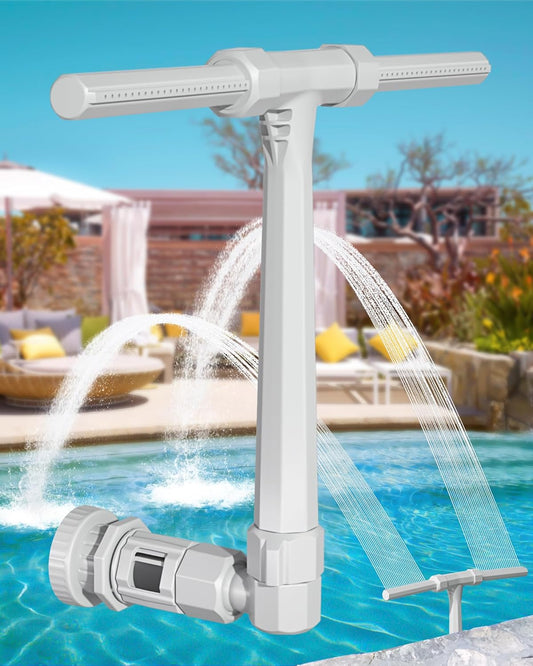 Dual Spray High-Pressure Pool Fountain - Adjustable Waterfall Sprinkler Cooler for Above-Ground & In-Ground Pools, 360°Cooling Jet & Relaxation, Gray