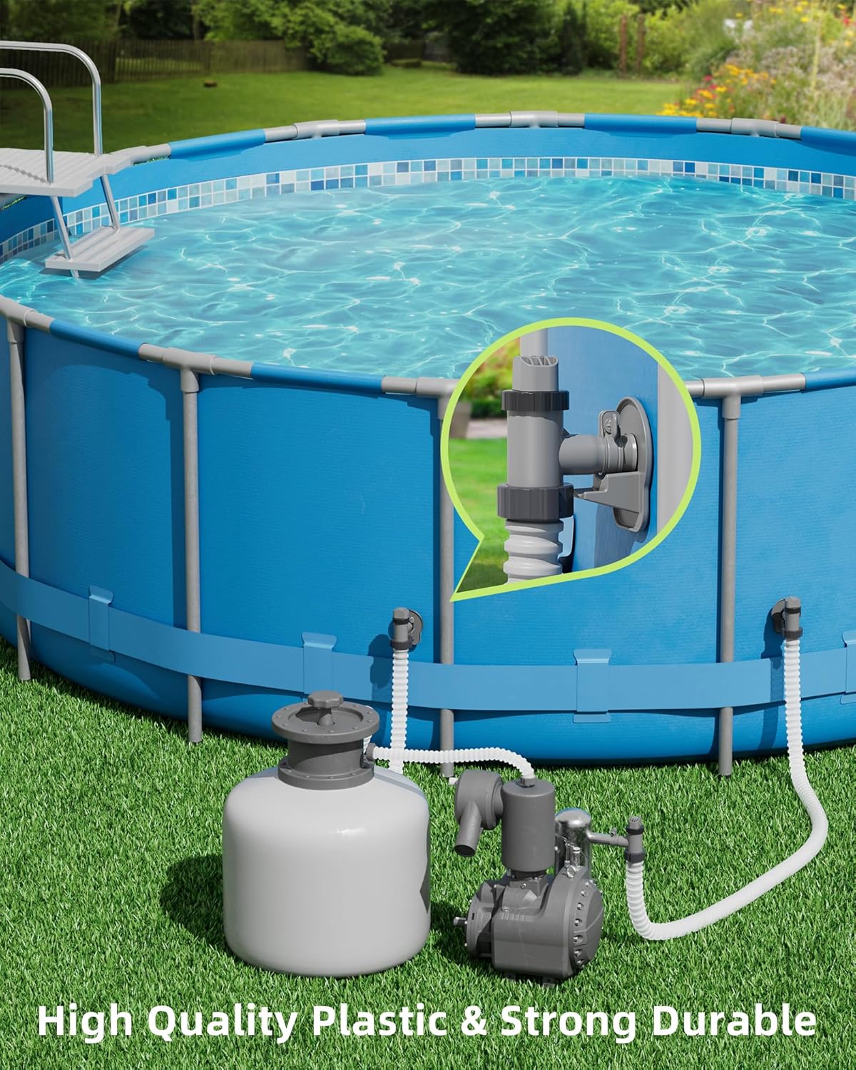 Above Ground Swimming Pool Plunger Valve & Swimming Pool Pipe Holder Set- Replacement Pool Accessories Compatible with Intex Pools (2 Each)