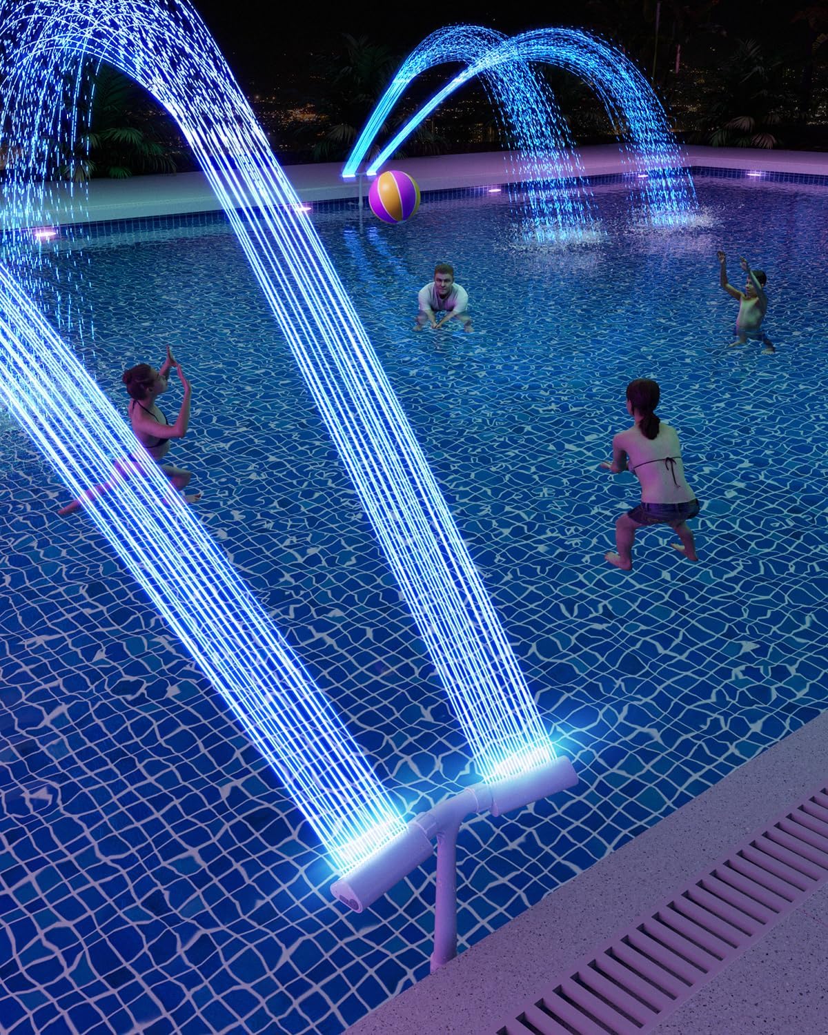 Pool Fountain LED Light*2 (Fountains not Included), Above/Inground Pool Fountain Lights with Remote Control，Gray