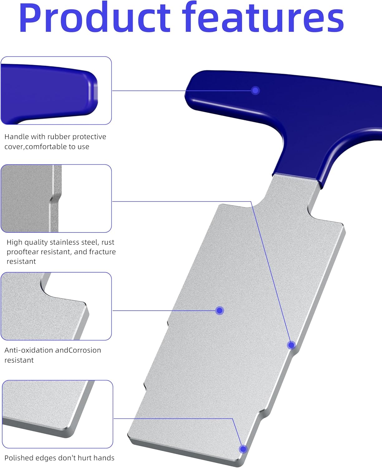 Pool Plug Removal Tool - Durable Metal Nozzle Seat Removal Tool with Rubber Handle，Pool Return Fitting Removal Tool for Replacing Pool Plumbing System(1PC)