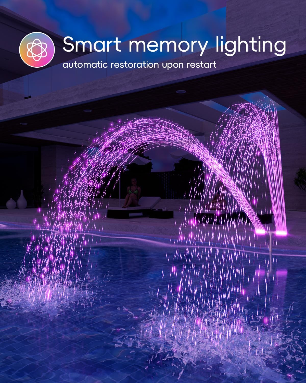 Pool Fountain LED Light*2 (Fountains not Included), Above/Inground Pool Fountain Lights with Remote Control，Gray