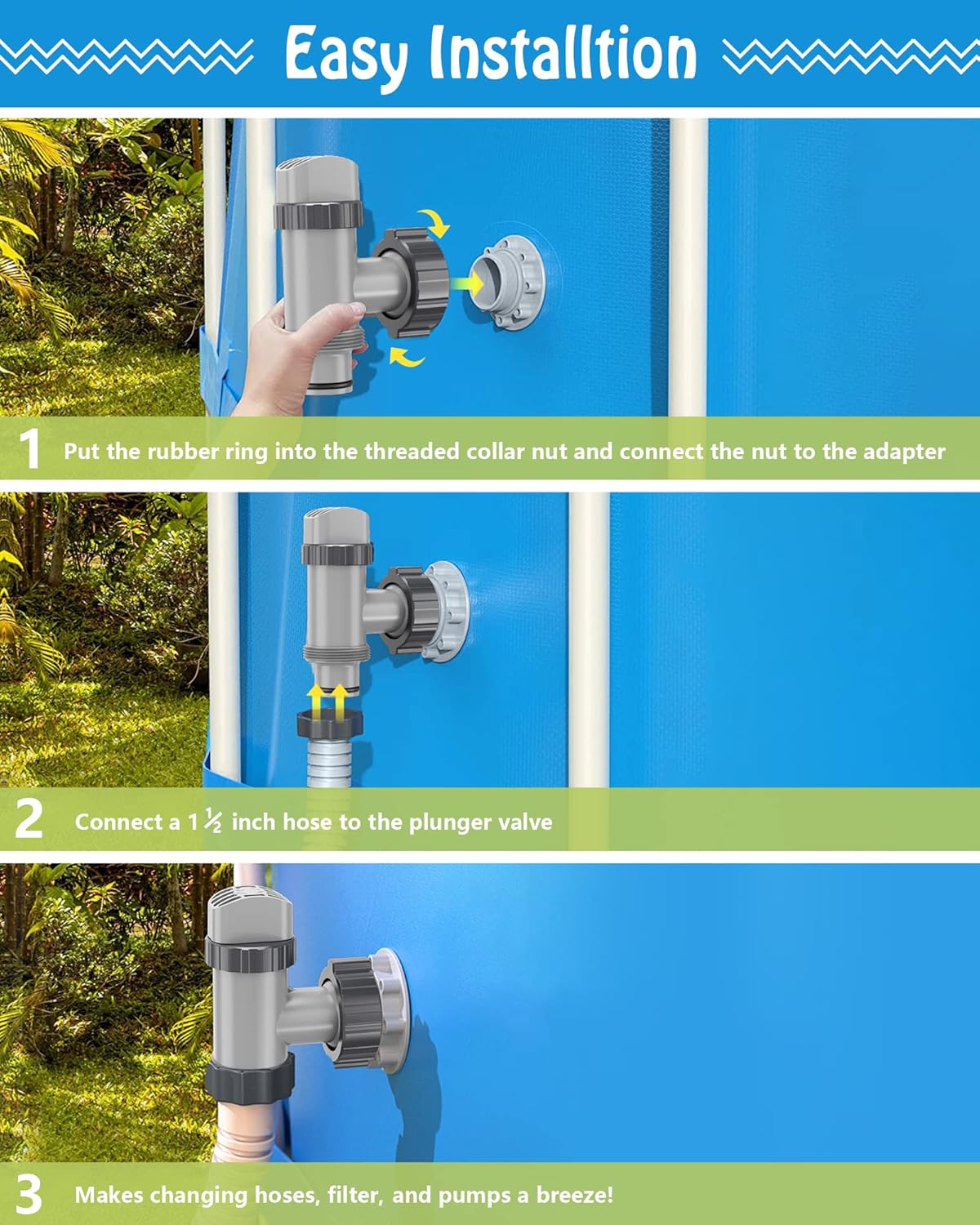Plunger Valve Compatible with Intex Pool Parts and Accessories, On/Off Plunger Valve Replacement for Above Ground Swimming Pool and Pool Filter Pump (1 Pack)