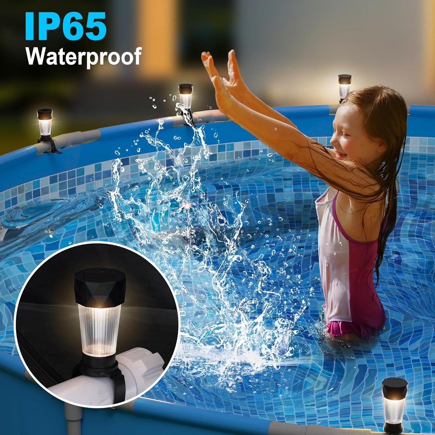 Solar Pool Lights for Above Ground Pools, Waterproof LED Pool Lights for Frame Pool Decoration, Warm White Light for Outdoor Swimming Pool Accessories, 6 Pack