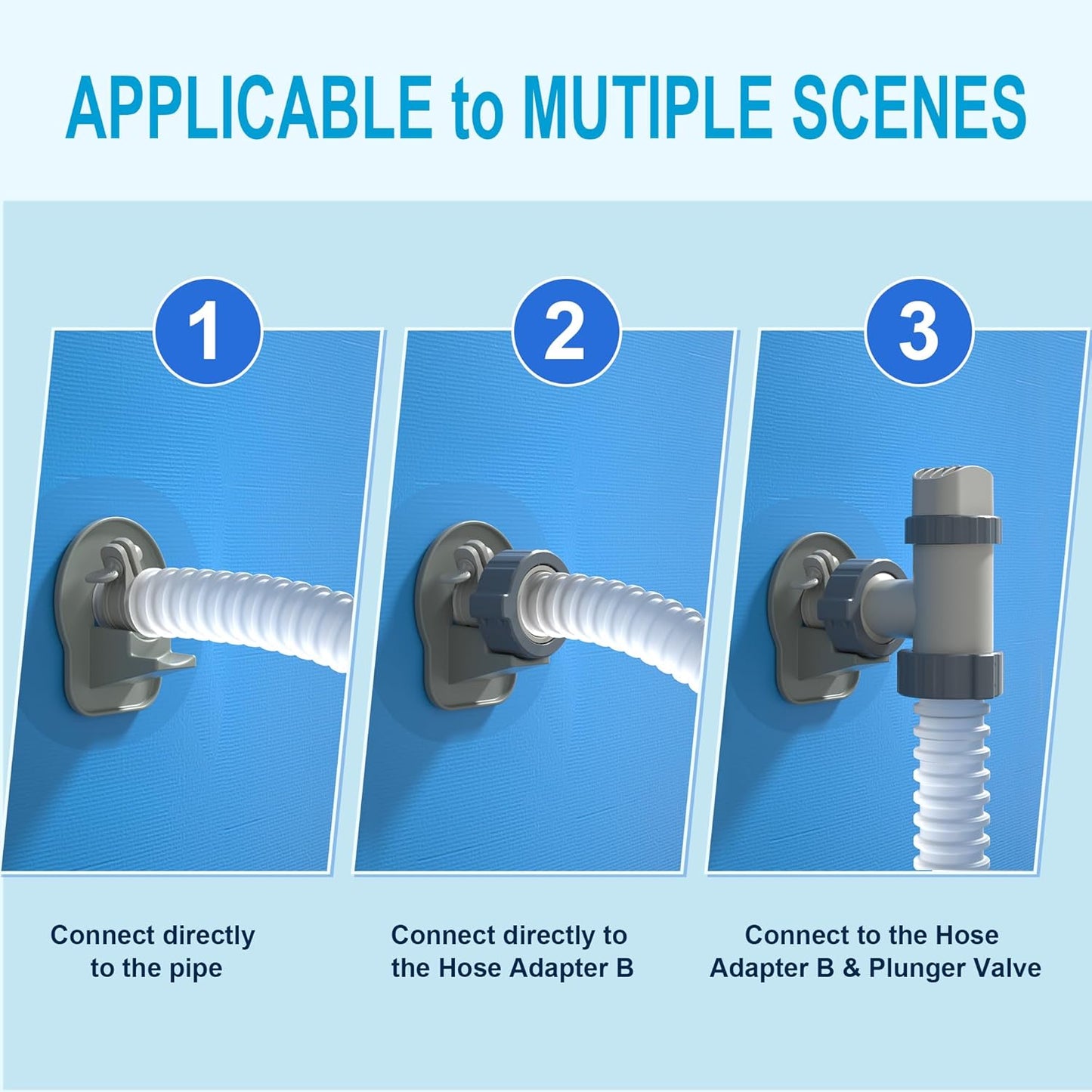 4 Pack Swimming Pool Pipe Holders, Pool Hose Support Holders for Above Ground Pools with Tape, Pool Accessories Compatible with Intex Pools