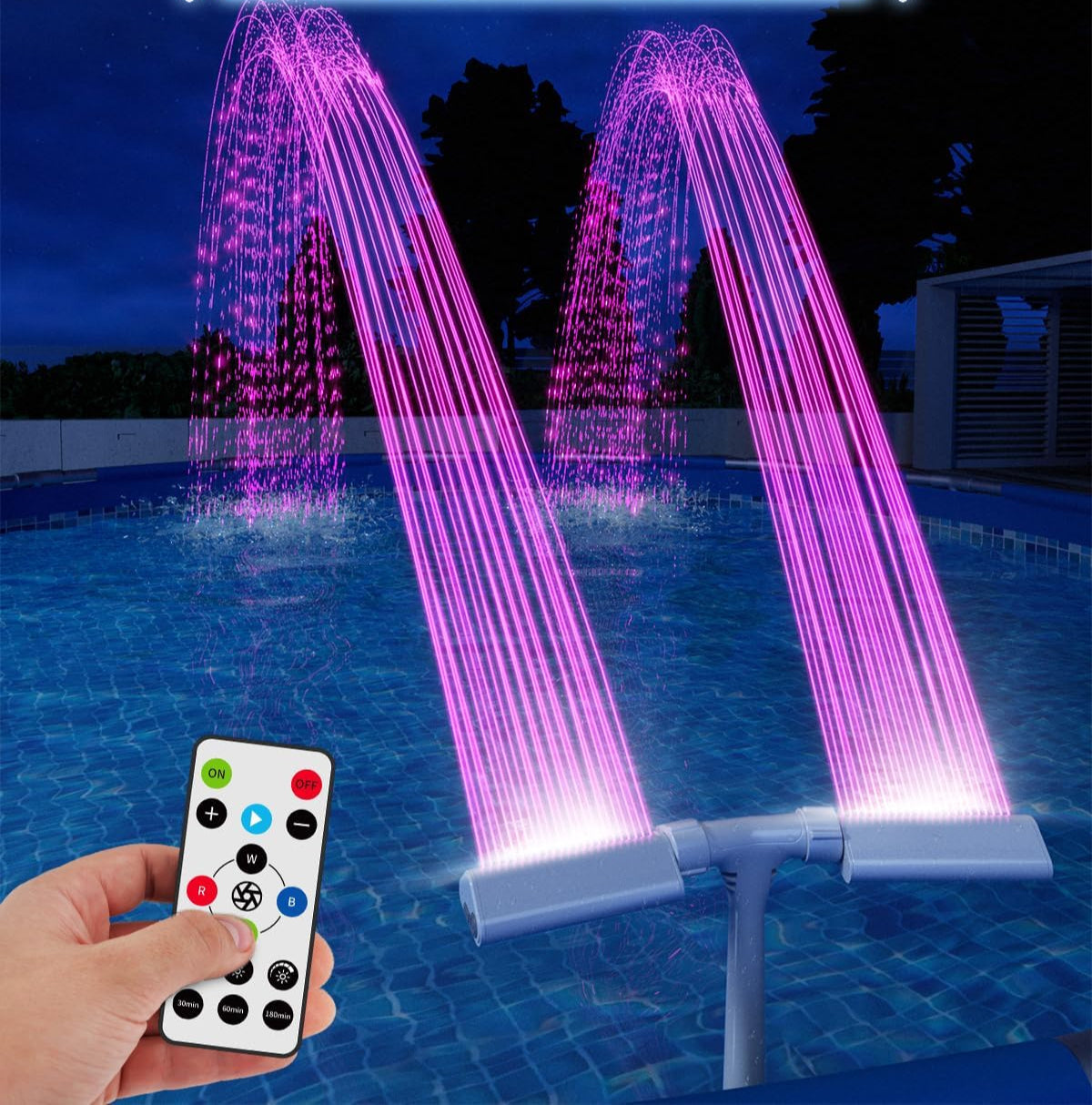 Pool Fountain LED Light*2 (Fountains not Included), Above/Inground Pool Fountain Lights with Remote Control，Gray