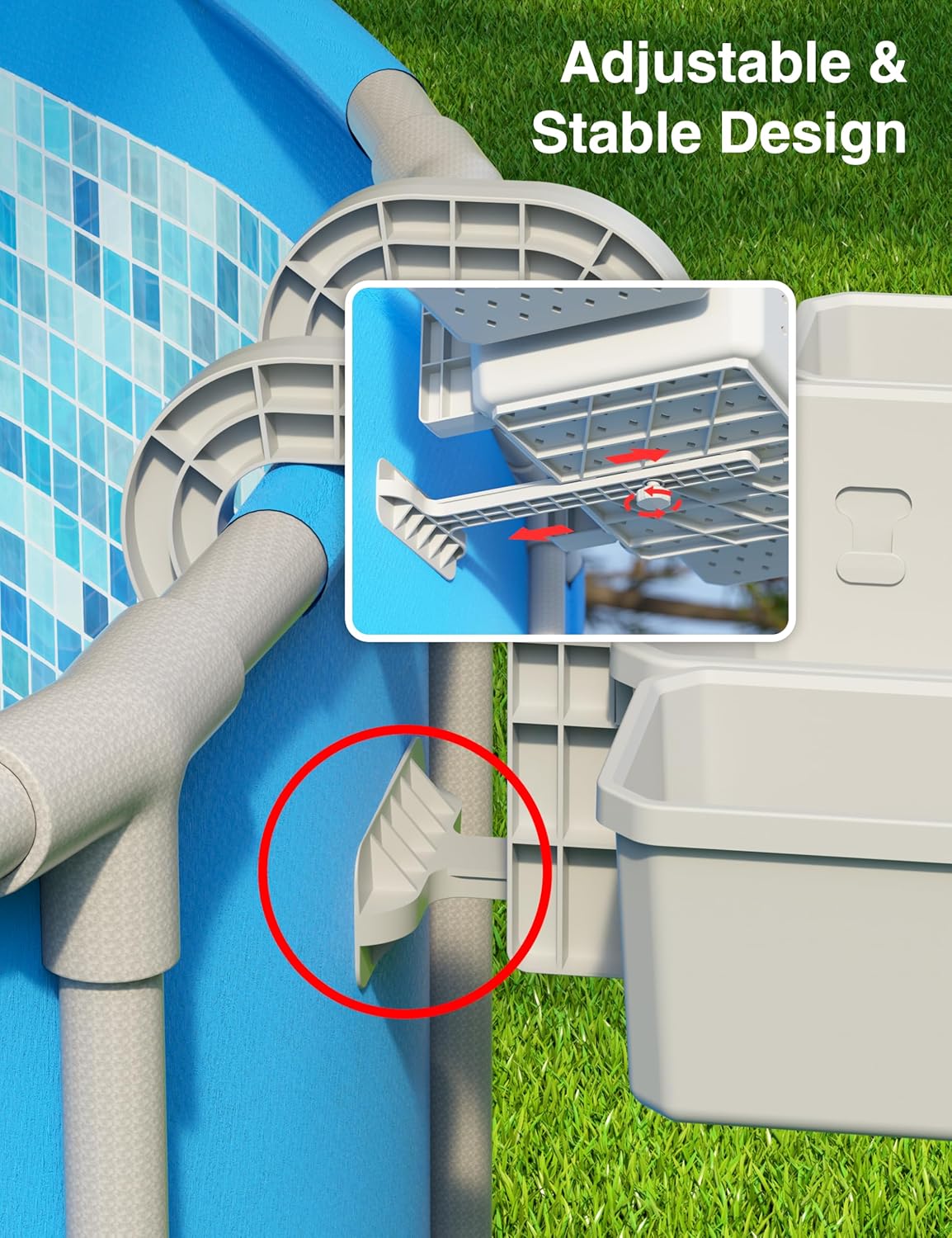 Poolside Storage Basket with 2 Cup Holders, Stretchable Pool Toy Basket for Towels Beverages, Multifunctional Poolside Holder for Most Frame Pool Accessories (2Pack)
