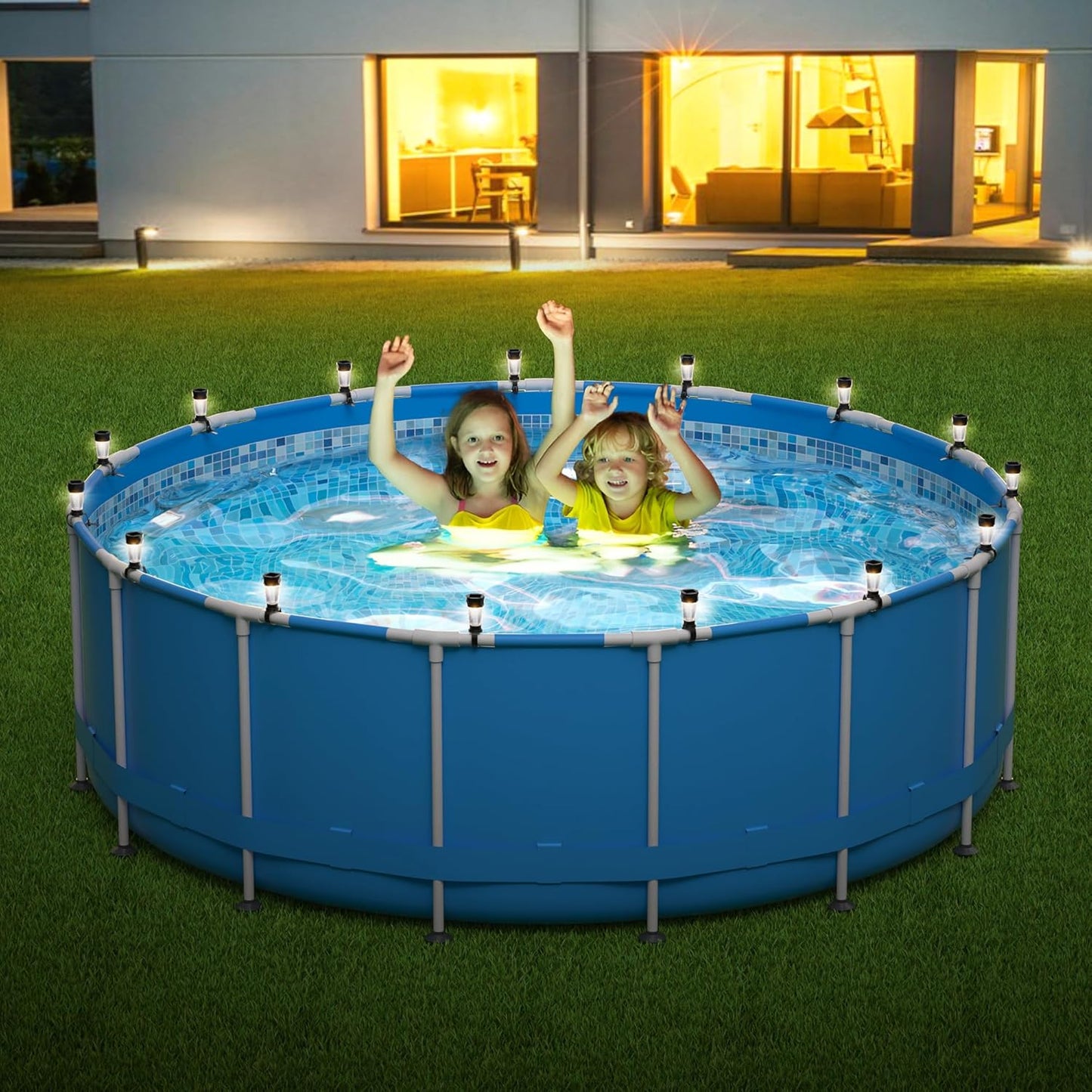Solar Pool Lights for Above Ground Pools, Waterproof LED Pool Lights for Frame Pool Decoration, Warm White Light for Outdoor Swimming Pool Accessories, 6 Pack