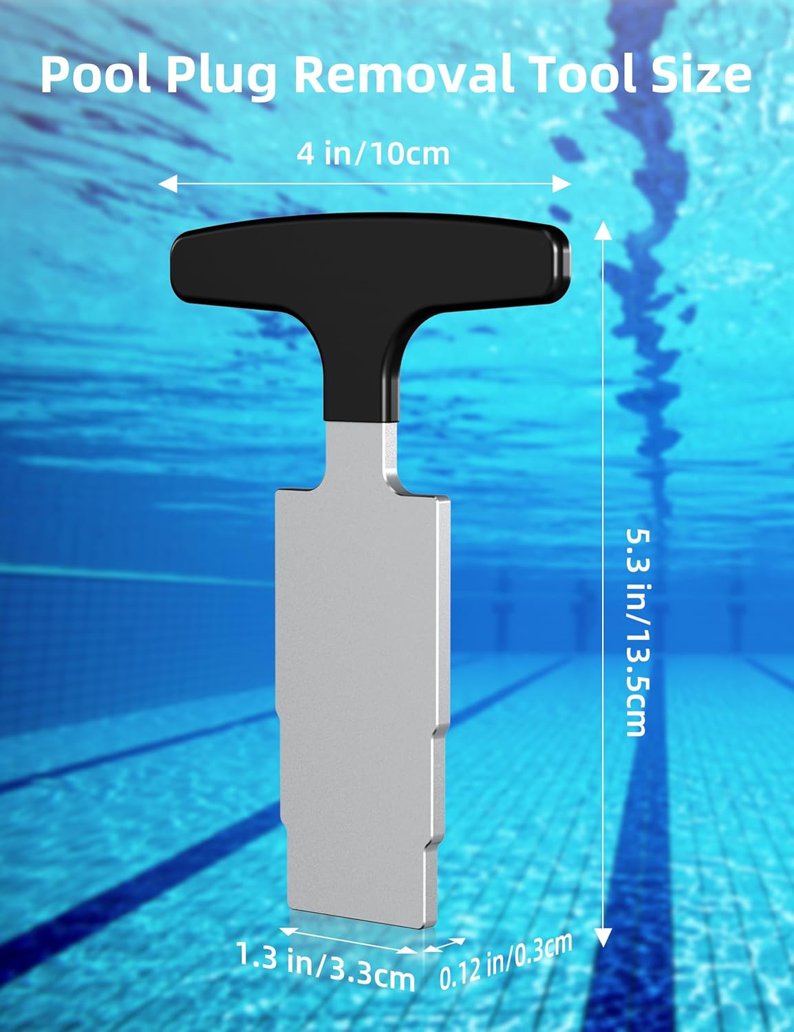 Upgrade Pool Plug Removal Tool with Handle Grip, Durable Metal Eyeball Removal Tool for Above Ground and In-Ground Pool Spa Jets and Inlet Accessories (Black)