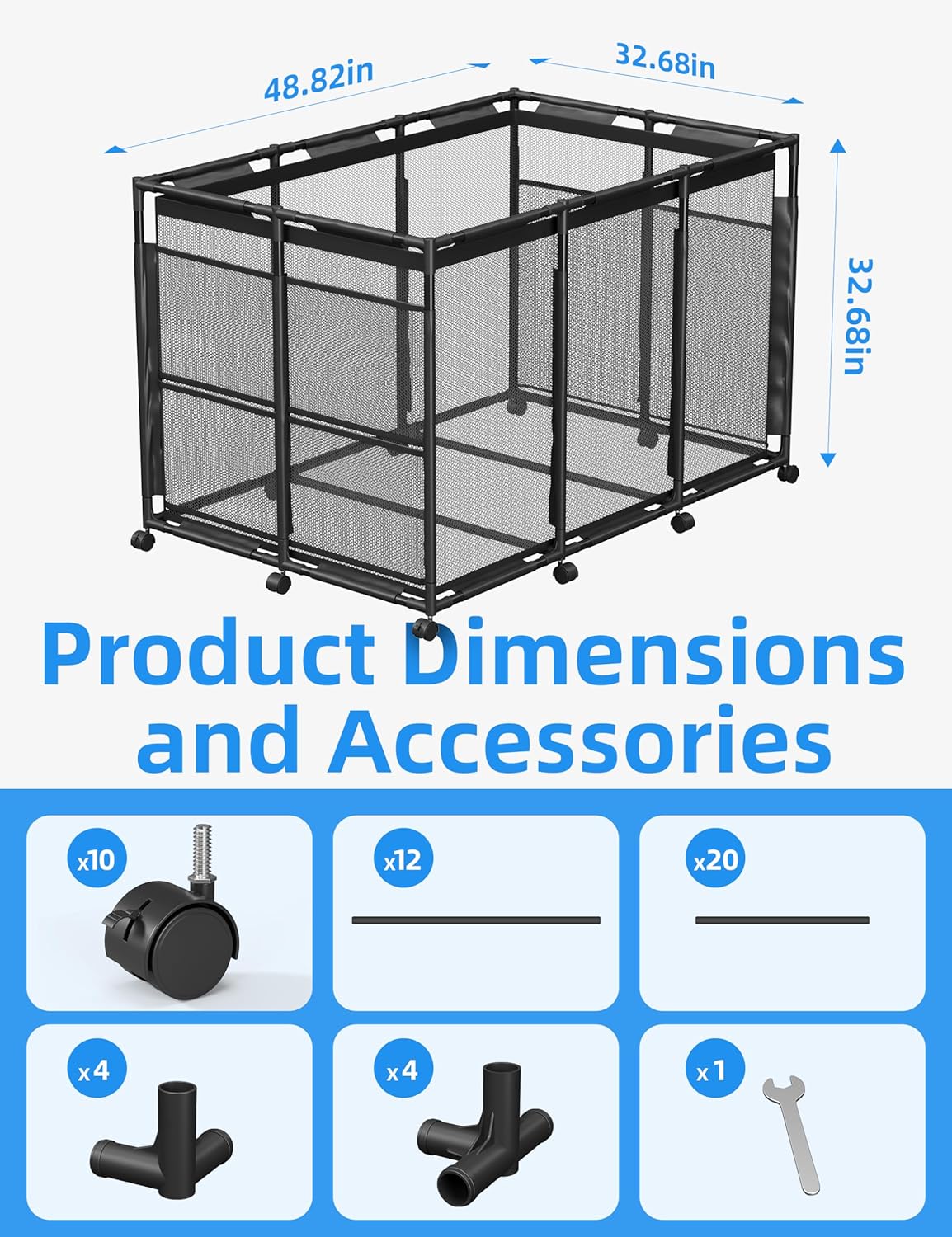 Pool Float Storage – Outdoor Pool Toy Storage Organizer for Pool Noodles, Toys, Floats, Balls,Equipment, Mesh Rolling Storage Organizer Bin, Black