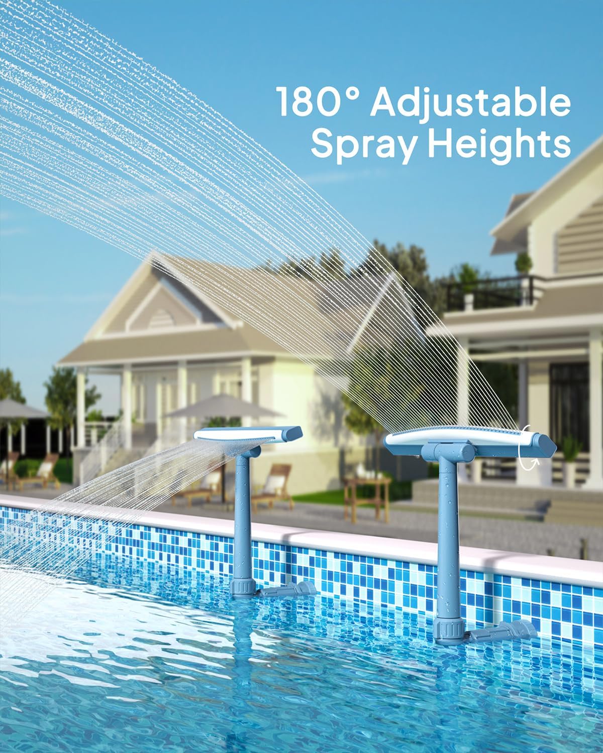 2025 Upgrade Height Pool Fountain for Above Gound and Inground Pools, Adjustable Pool Sprinkler Fountain, Whale Tail Pool Waterfall, Cooling & Relaxation Swimming Pool Accessories