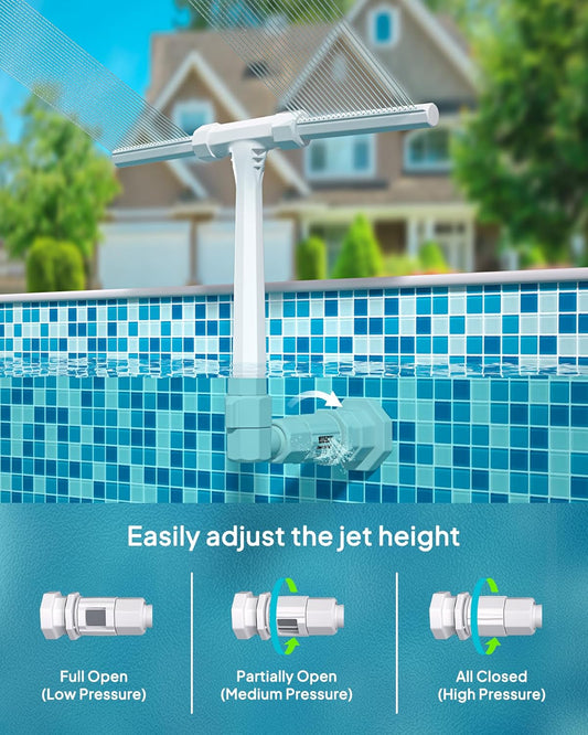2025 Height Upgrade Pool Fountain - Dual Spray High-Pressure Adjustable Waterfall Sprinkler Cooler for Above-Ground & Inground, 360° Cooling Jet & Relaxation Features,White