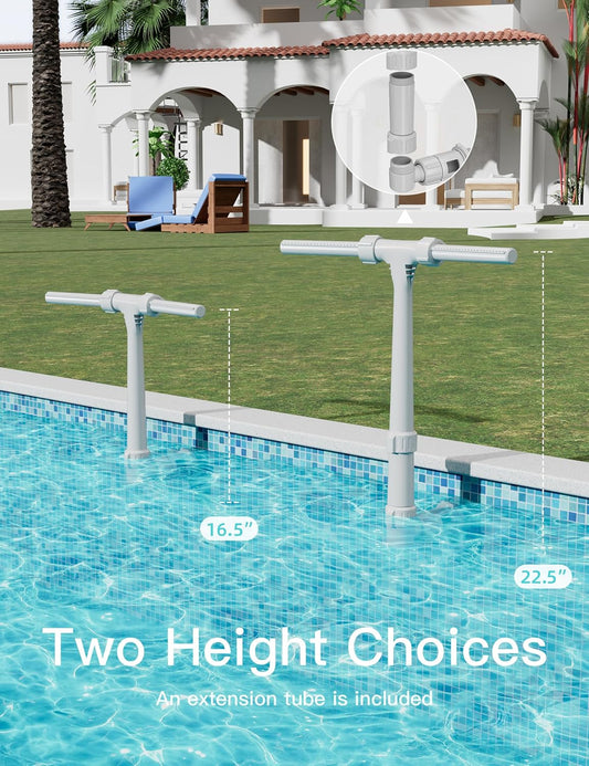 Pool Fountain for Above and In-Ground Pools, Pool Waterfall with Dual Sprayer Multiple Spray Method, Adjustable Swimming Sprinkler Cooler with Extension Tube for Pool (Gray)