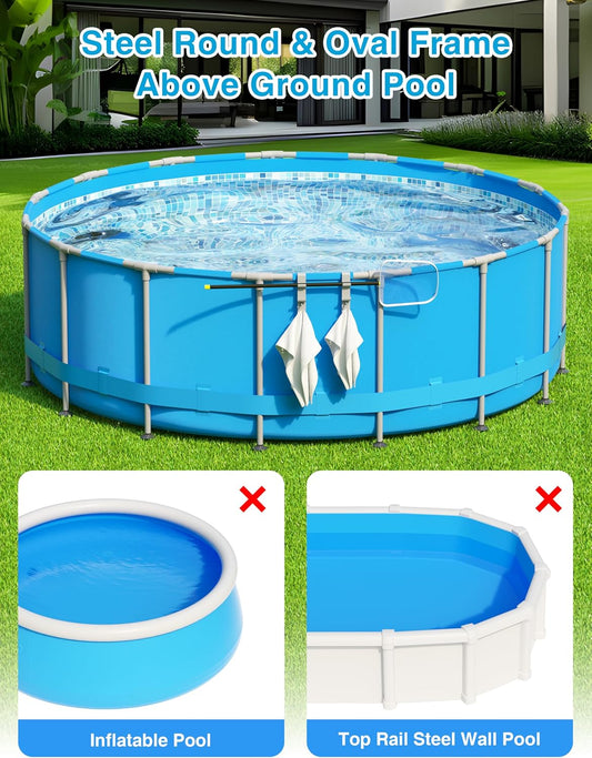Pool Hooks for Poles - Adjustable 3-Hook Pool Pole Hanger for Above Ground Pool Accessories,Skimmer & Cleaning Tool Bracket for Above Ground Pool Maintenance