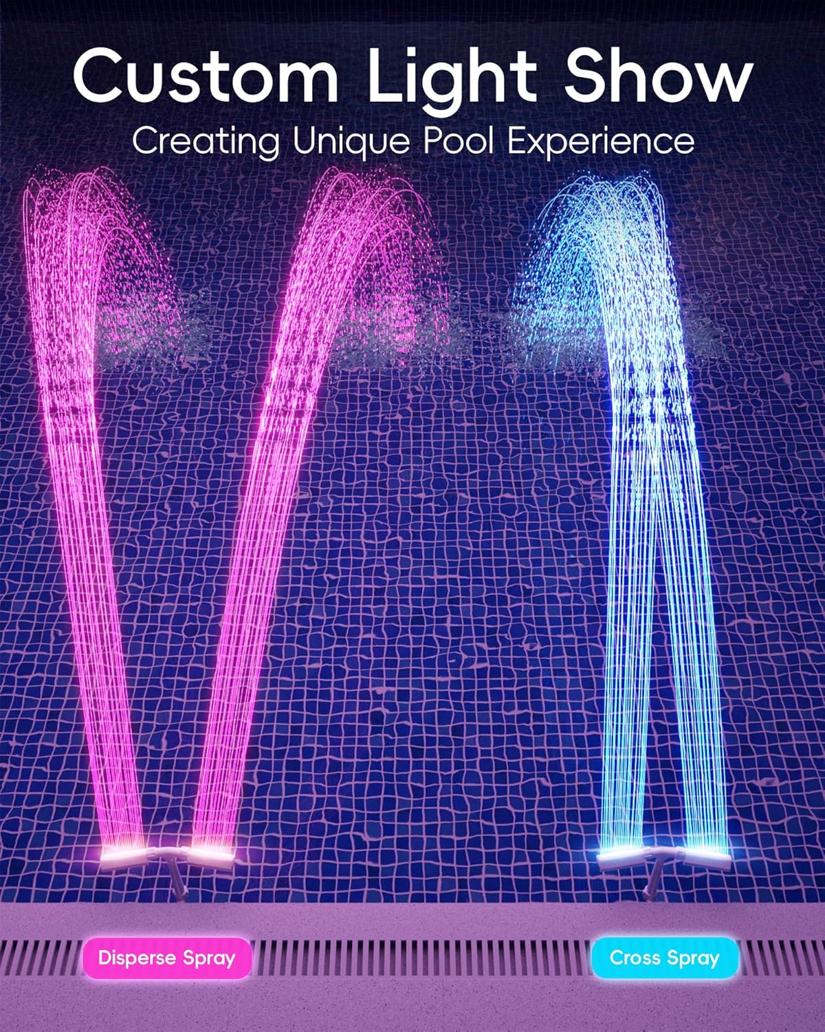 2025 Height Upgrade Pool Fountain with Lights for Above & Inground Pools - Dual Spray Aerator with Remote Control, 360° Adjustable Sprinkler, Pool Cooler & Decor Accessories